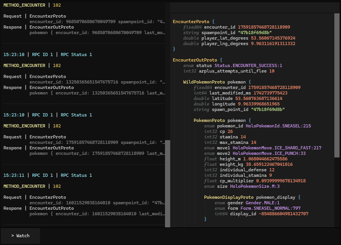 A screenshot of Traffic Light with an encounter request and response opened
